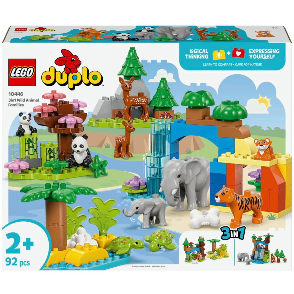 LEGO DUPLO 3-in-1 Wild Animal Families – 92 Pieces (Ages 2+)
